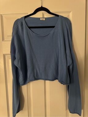 Brandy Melville Sky Blue Cropped Long-Sleeve Top